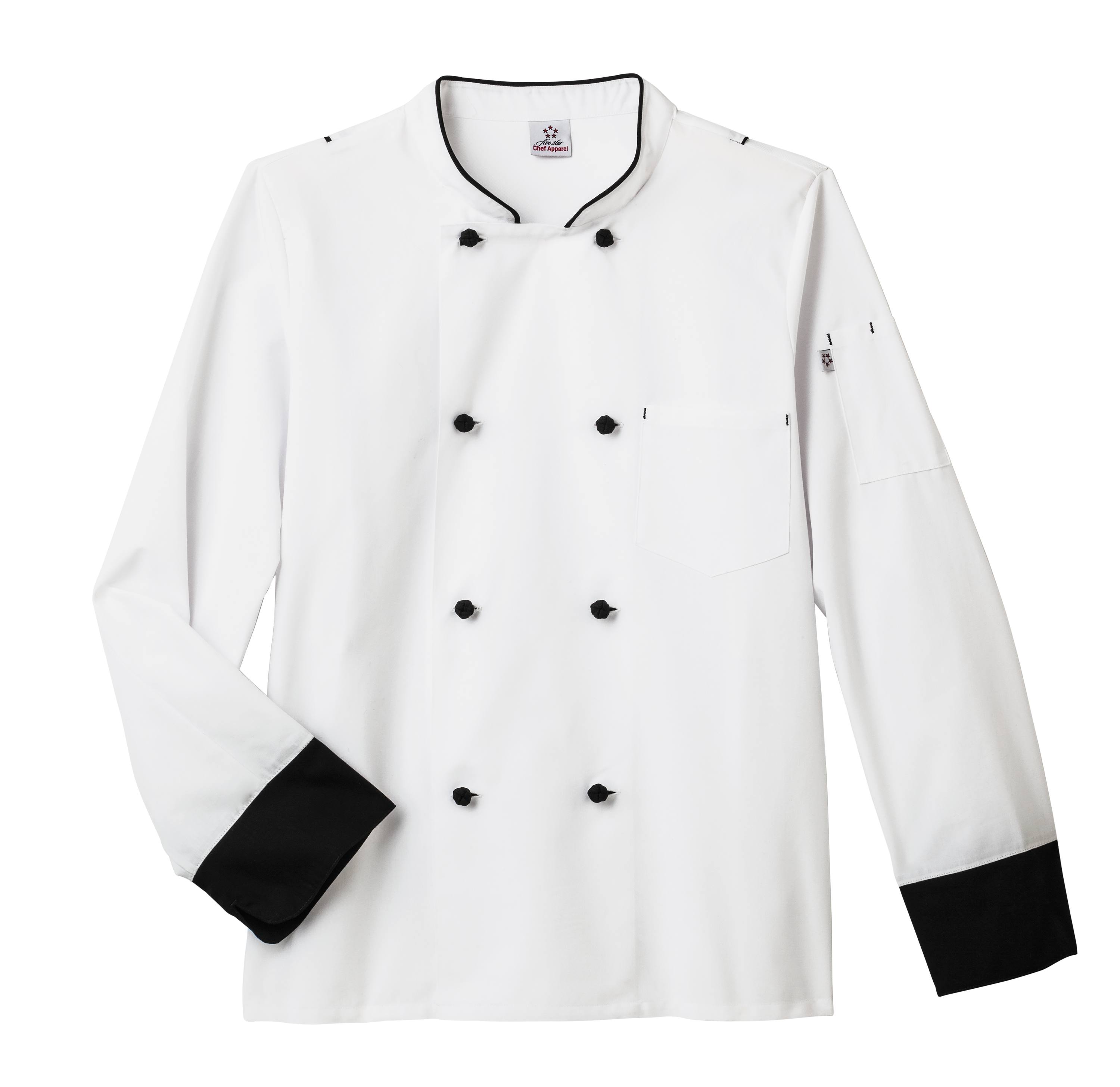 18545_Five Star Moisture Wicking Side Panel Snap Front Chef Coat-
