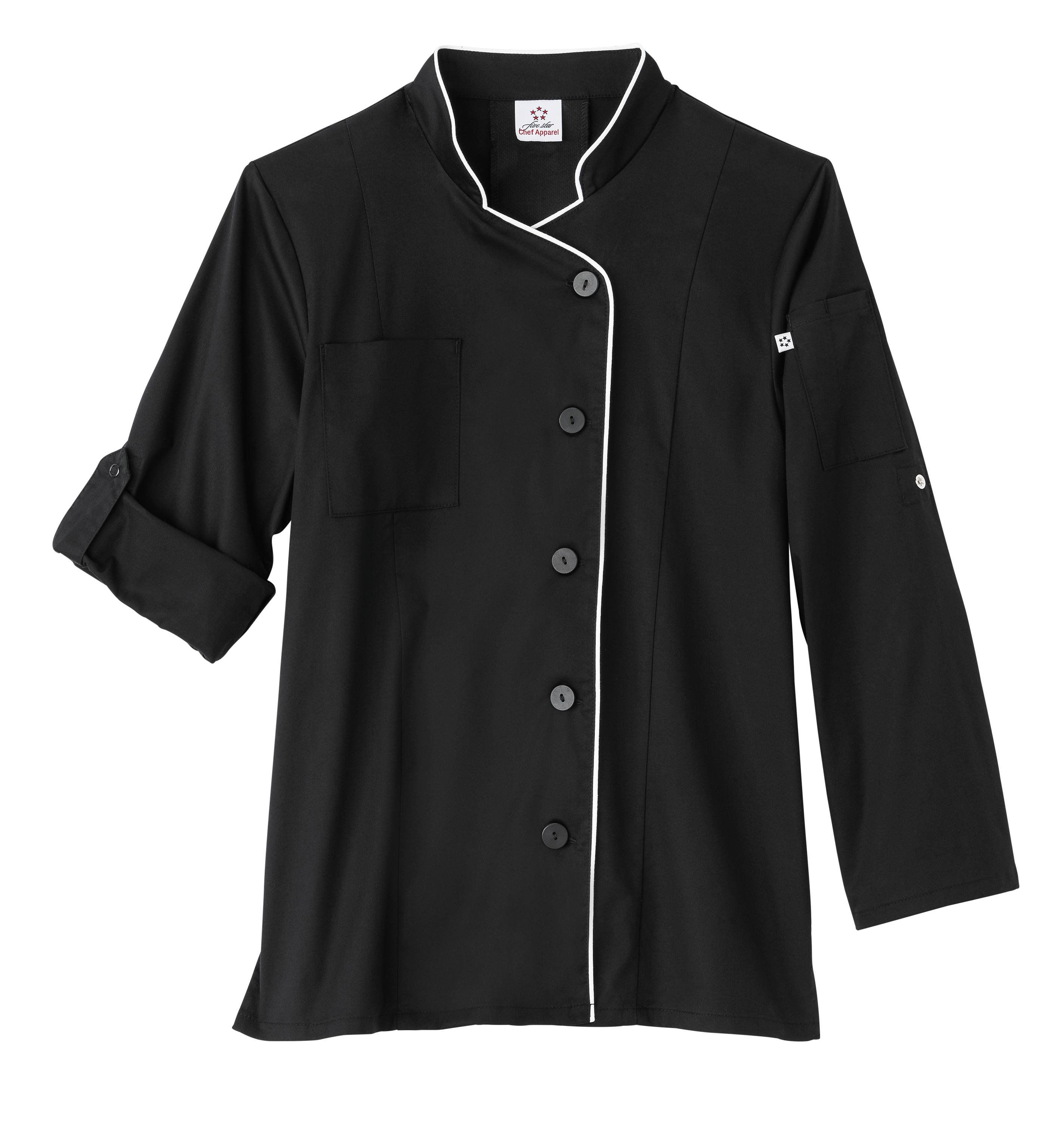 Five Star Chef Apparel 18504 Womens Long Sleeve Stretch Executive Chef Coat 